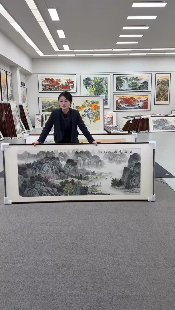 国画手绘219*88春山富水