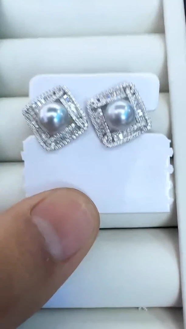 【闪购商品】海水珍珠耳饰银S925镶嵌耳钉
