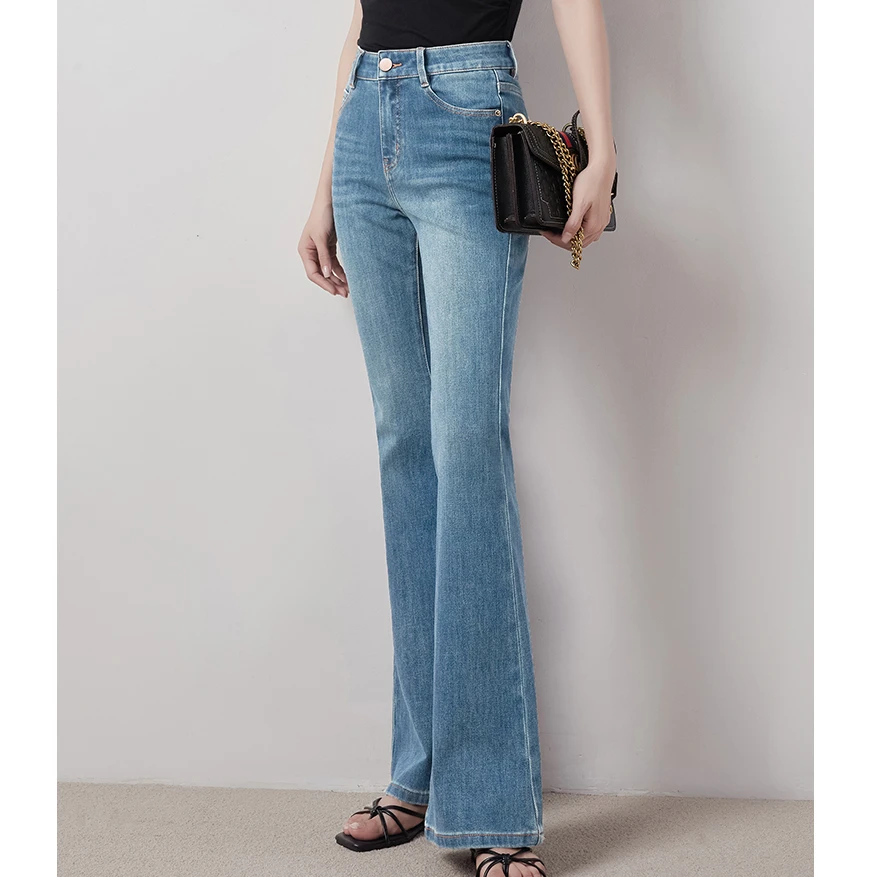 C-10【广普】孤品春季新款高腰宽松微喇牛仔裤【默认瑕疵 介意慎拍】