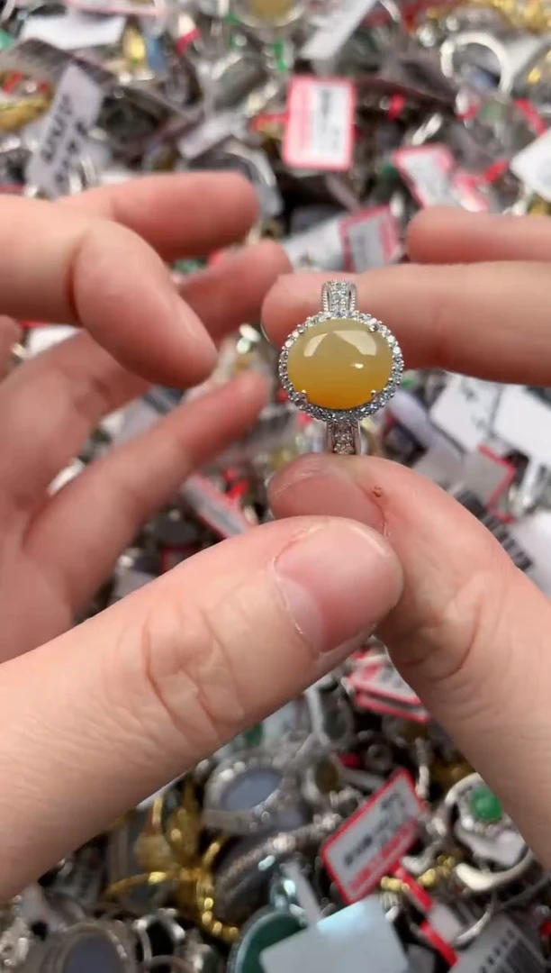 银S925镶嵌戒指翡翠4444      6