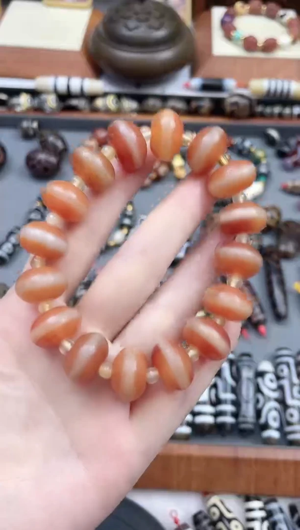 玛瑙/玉髓手串未镶嵌红肉药师算盘手串