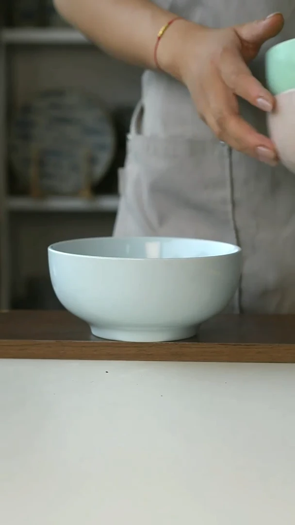 微瑕马卡龙蓝色早餐碗15.5cm@4-2@