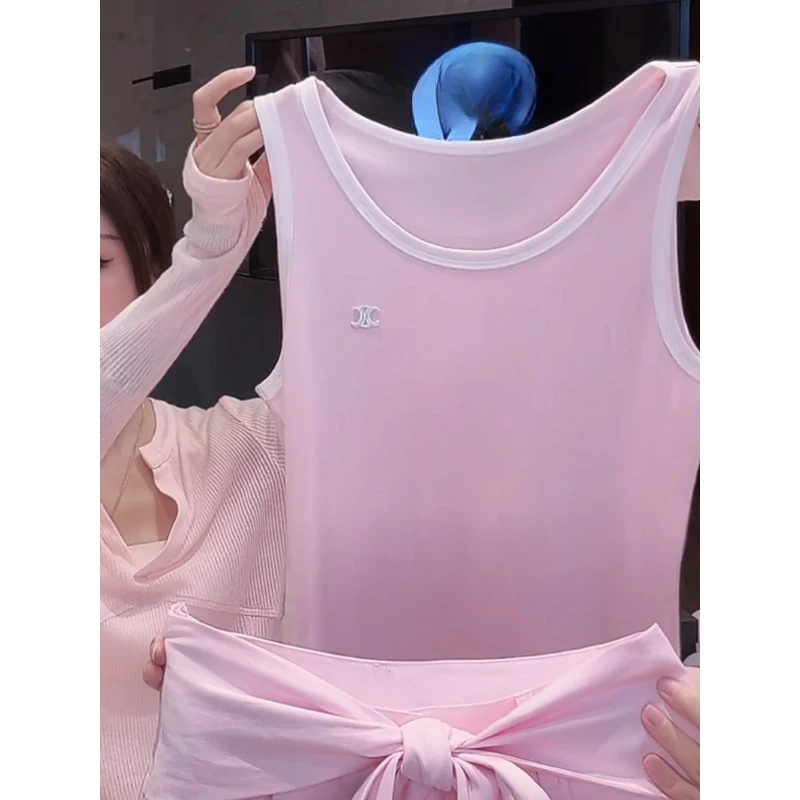 【撞色桃心】基础简约撞色百搭无袖背心多巴胺服装女