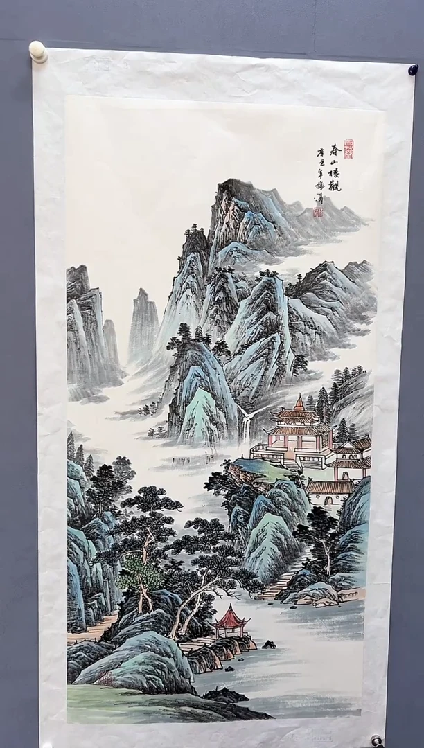 油画南*松梅清老师8平尺山水国画作品