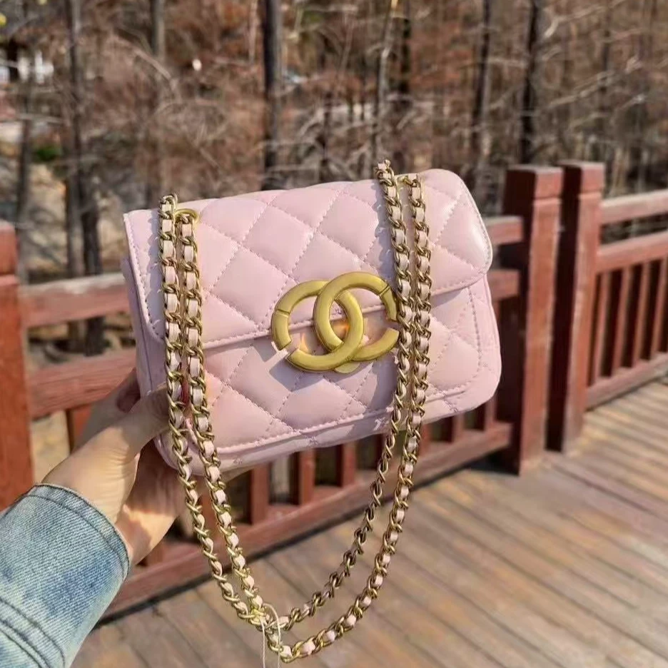 新款2025珍珠链条方胖子时尚休闲单肩包...