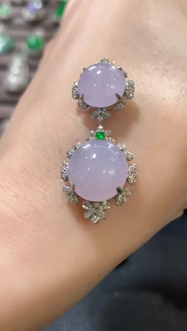 吊坠(不含链)18K金镶嵌翡翠a65紫色有色差