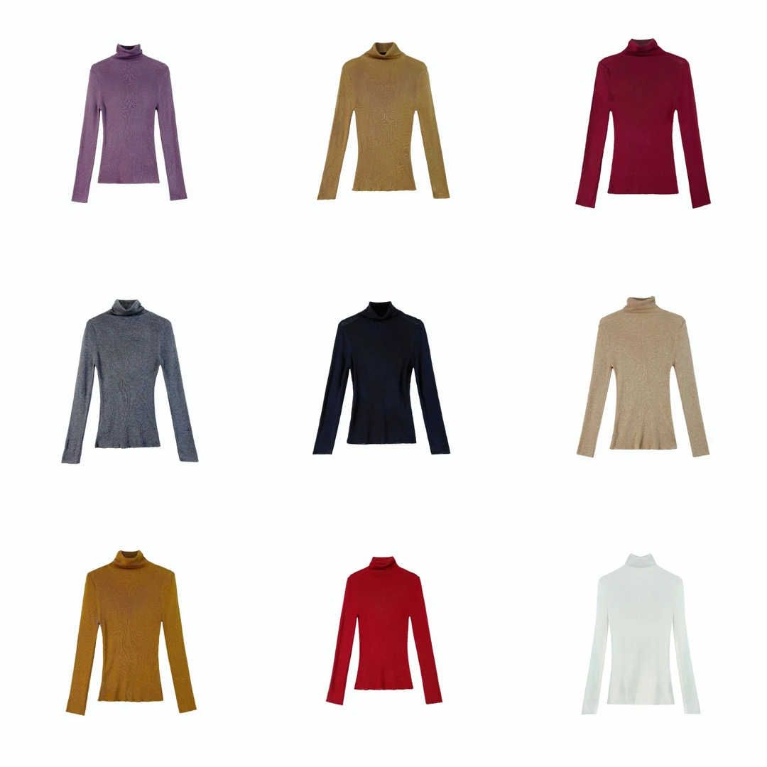 【布朗】新款秋装修身显瘦纯色圆领长袖T恤打底衫P7706