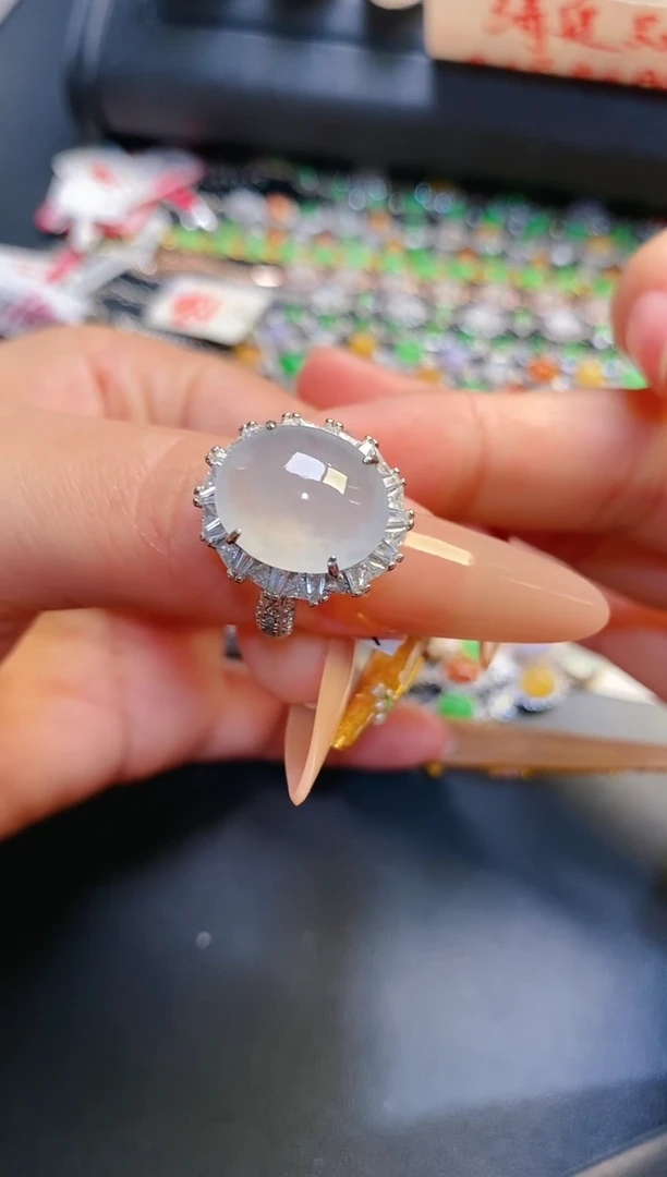 银S925镶嵌戒指翡翠天然