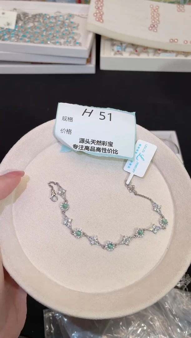 银S925镶嵌手链翡翠Y*7多样性发一H51