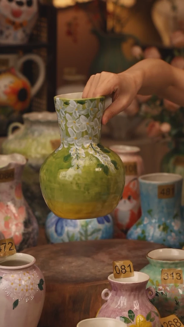 陶瓷420景德镇设计师手作花器摆件侘寂风