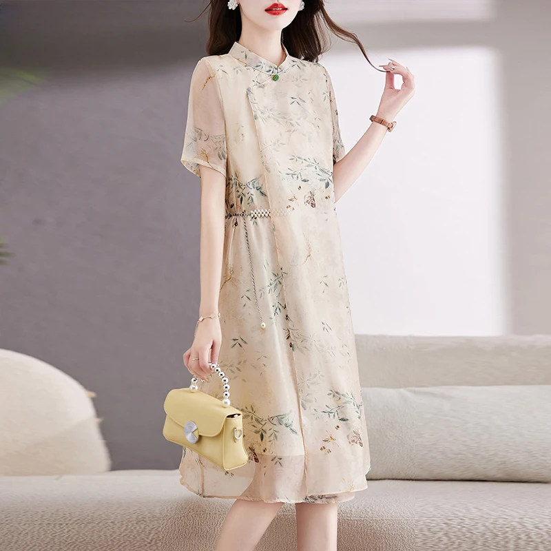 新中式国风改良旗袍连衣裙女装2025新款夏季高端气质中年妈妈裙子