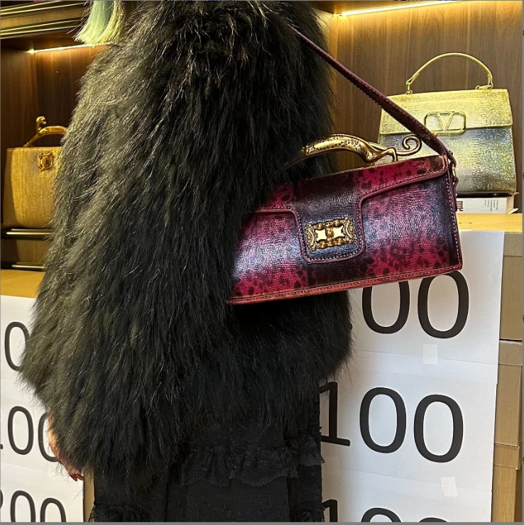 WATIFUN【2024无撞款设计版高定女包】气质复合集合链接蛇皮