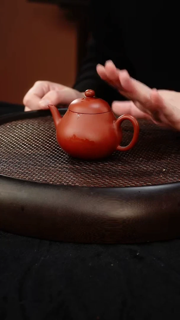 茶壶紫砂梨形 朱泥