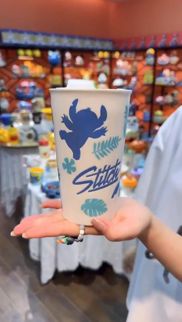 瓷片@@史迪奇双层陶瓷水杯