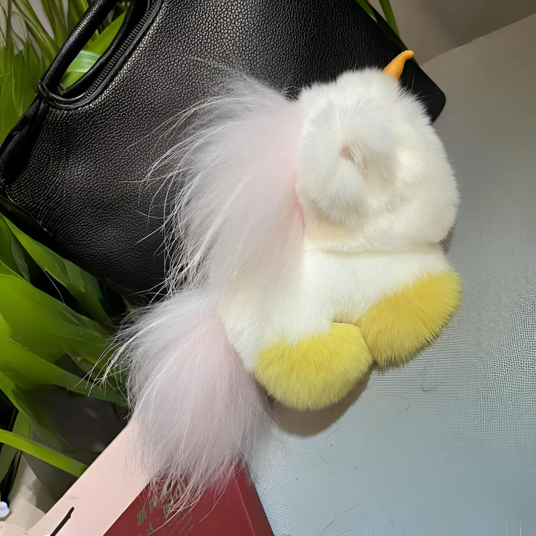可爱挂件真毛獭兔毛貉子毛彩虹小马独角兽挂饰钥匙扣生日礼物配饰