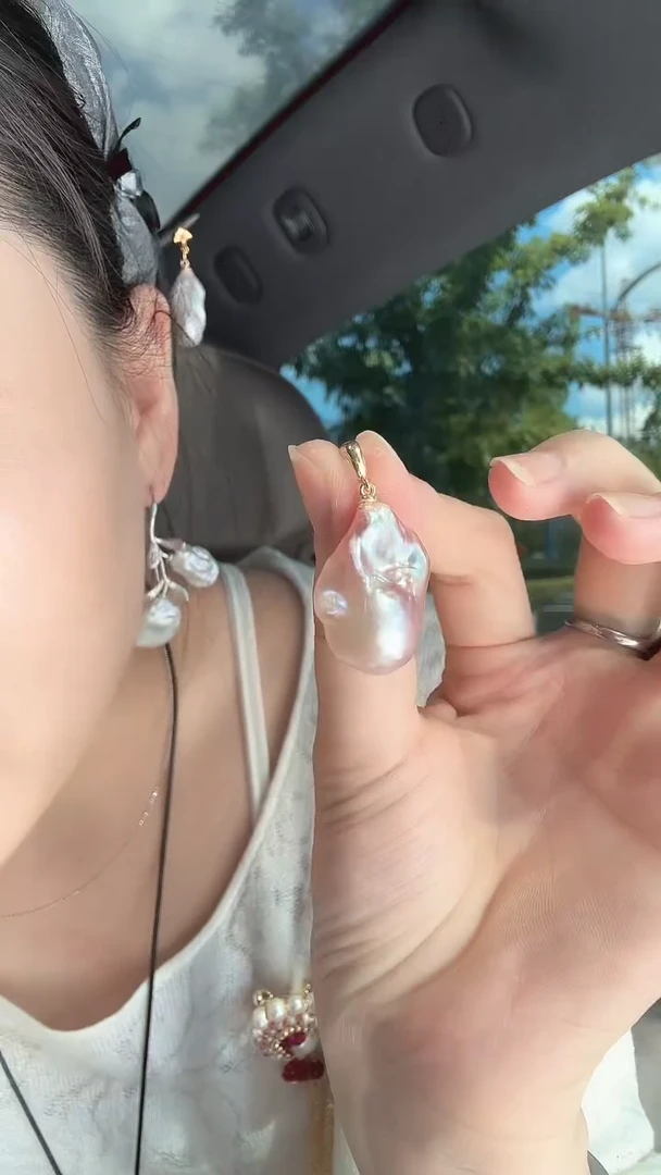 吊坠(不含链)合金淡水珍珠粉紫色巴洛克万能扣吊坠