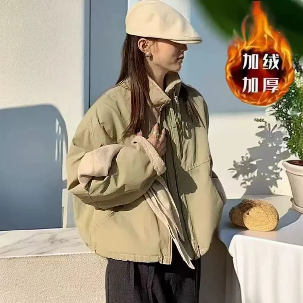新款热卖短款女夹棉派克服纯色大码新款女学生时尚防晒服防紫外线