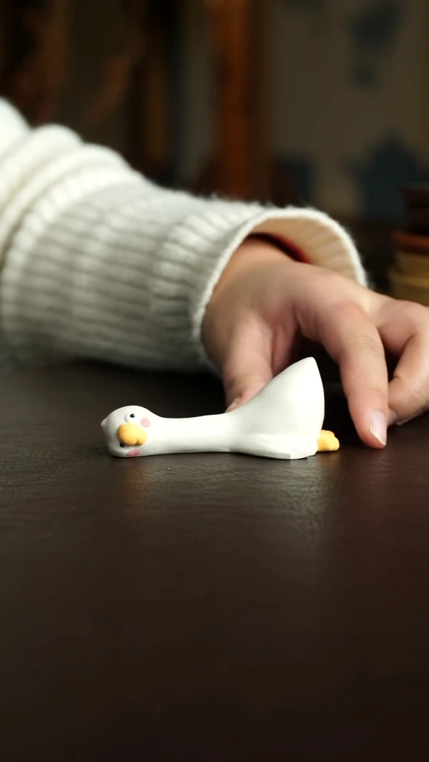 茶杯紫砂47号 鸭鸭笔架盖置 宜兴紫砂原矿作品