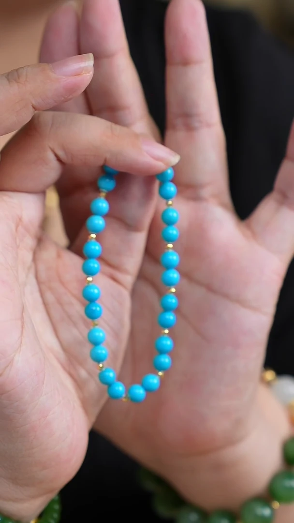 18K金镶嵌绿松石手串Q00292