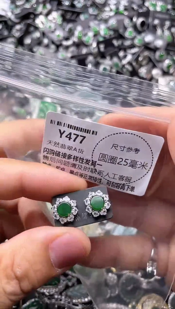 翡翠未镶嵌颈饰Y477耳钉