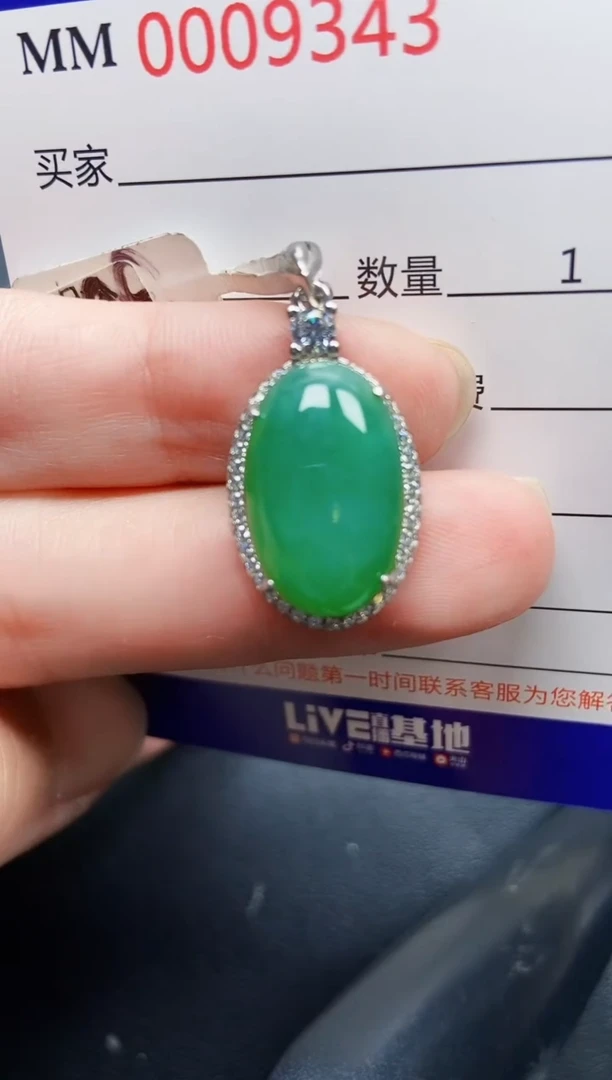 翡翠银S925镶嵌颈饰9343