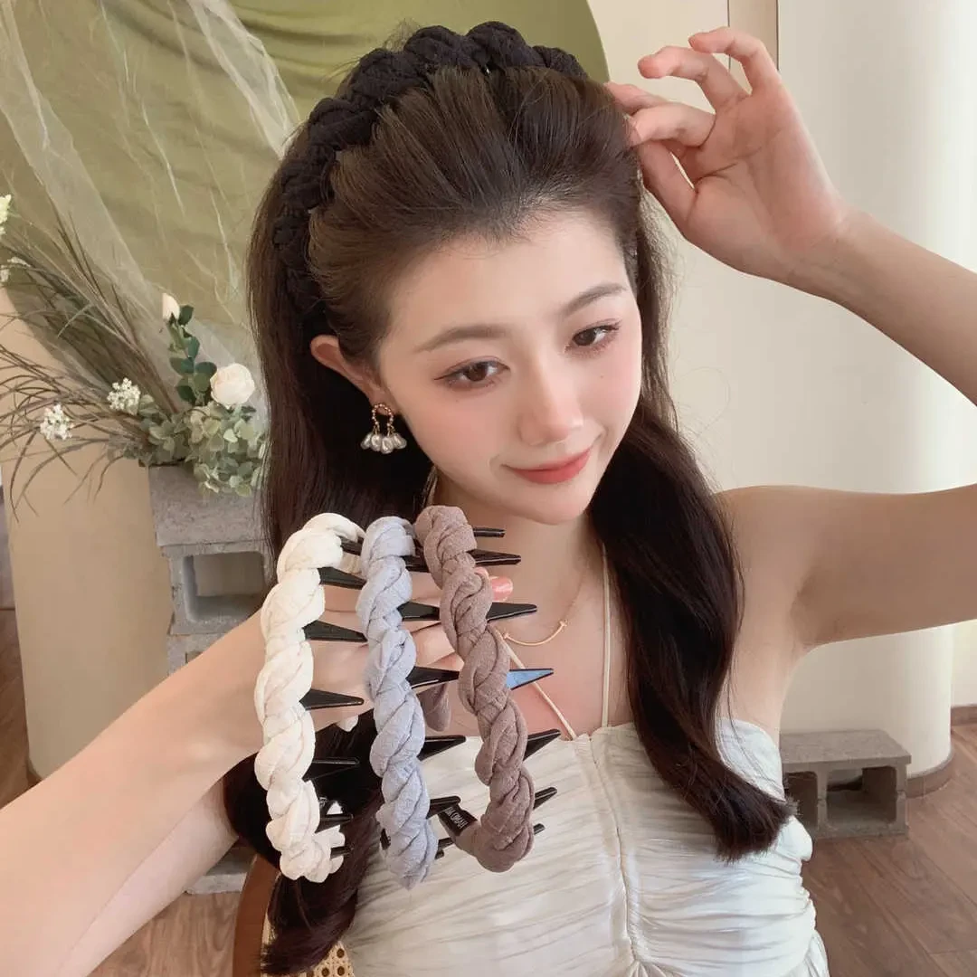 气质小香风布艺缠绕发箍防滑带齿头箍小红书同款高级感发卡女头饰