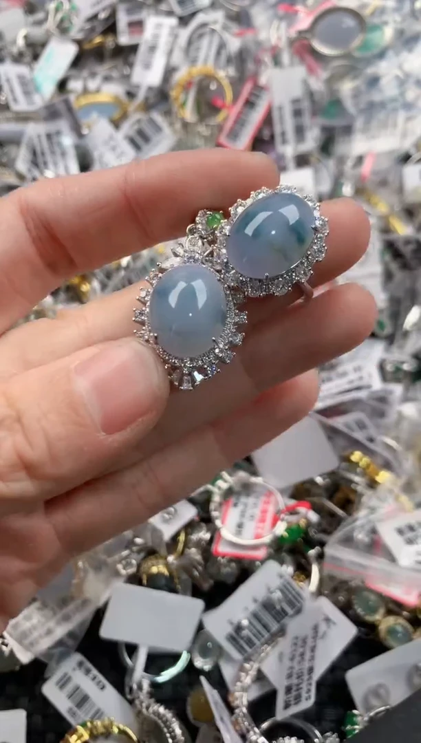 银S925镶嵌戒指翡翠444----0