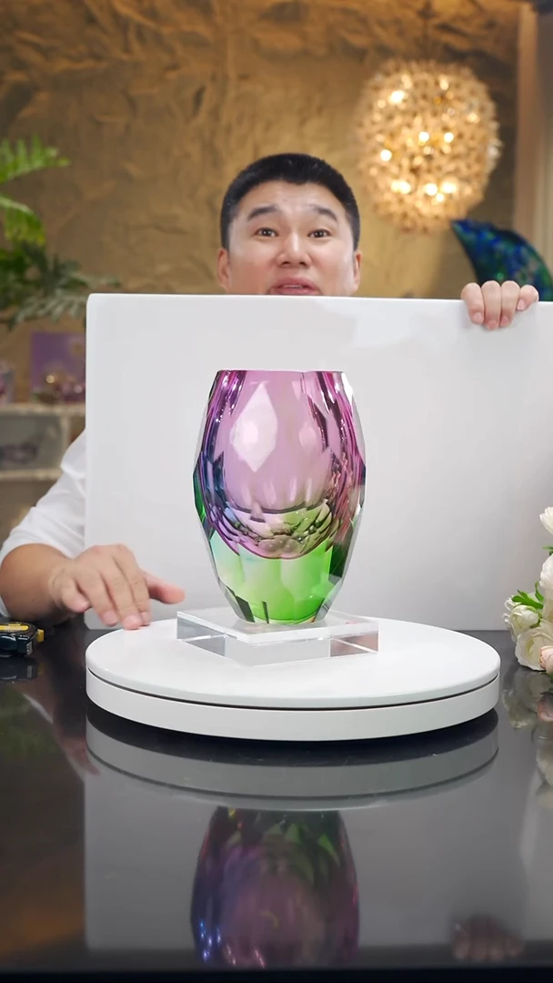 摆件福利金红绿切面花瓶