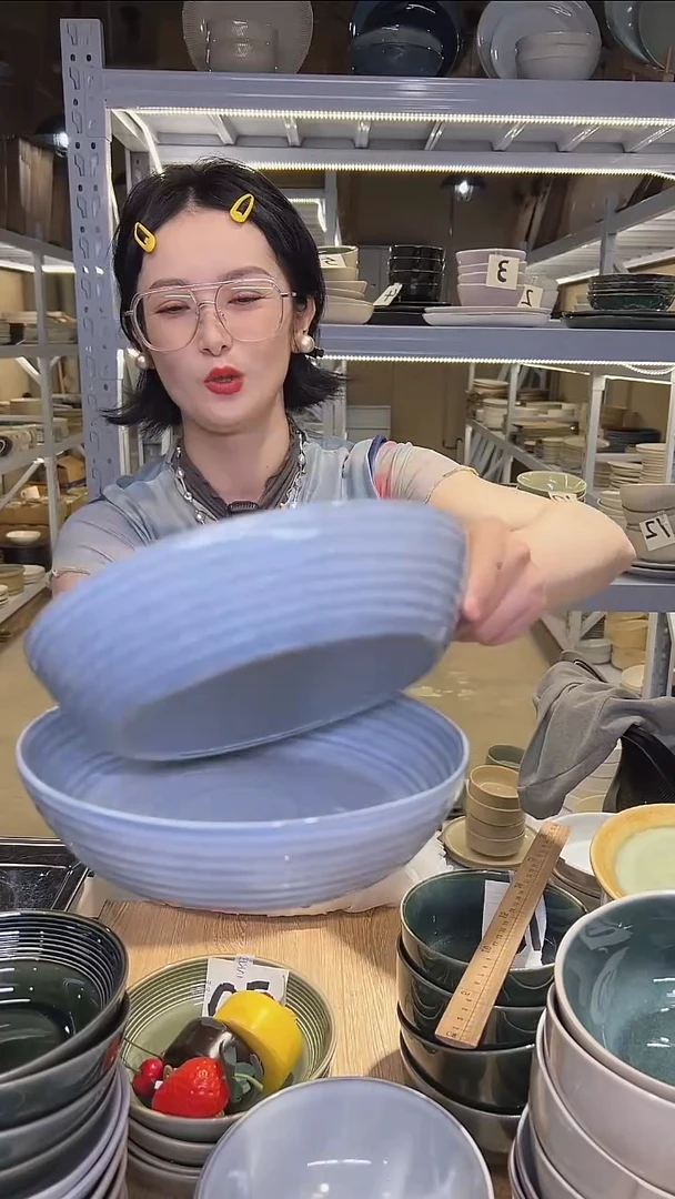 瓷84十寸外贸尾货高温釉下彩陶瓷餐具默认微瑕