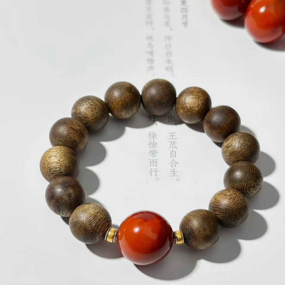 沉香鑫上人珠宝.18K金南红沉香高阶手串.多样发其一|配香瓶