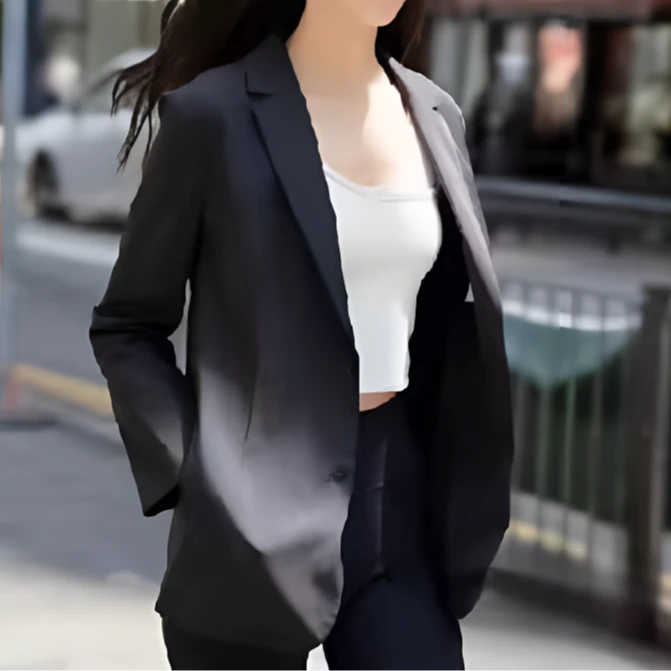 高级感平驳领廓形剪裁简约百搭女西装外套(A6-8)J001