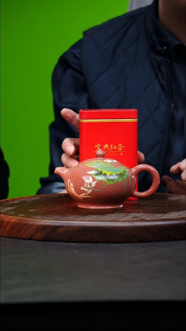 宜兴原矿高端紫砂 一品豆红段280cc