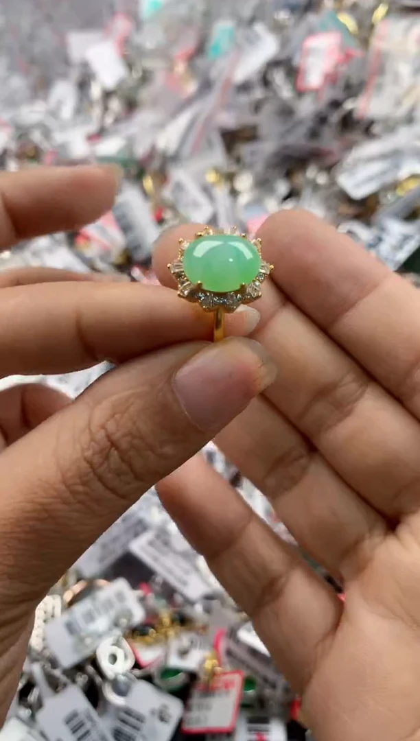 银S925镶嵌戒指翡翠999----2