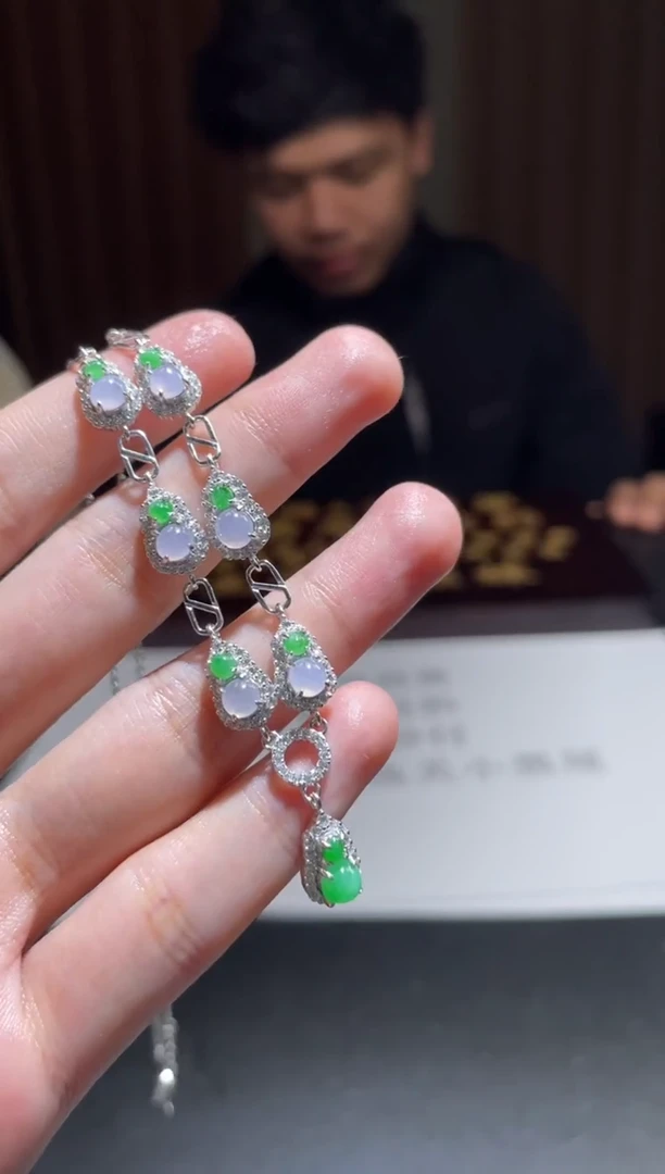 银S925镶嵌挂件翡翠翡翠A货