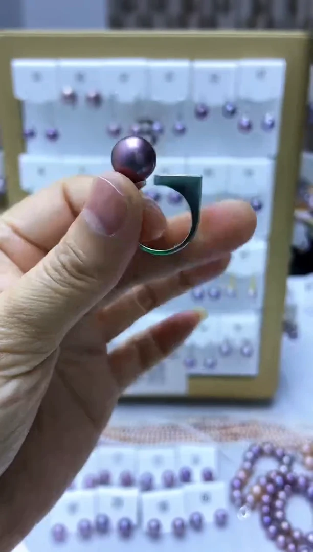 银S925镶嵌戒指淡水珍珠戒指