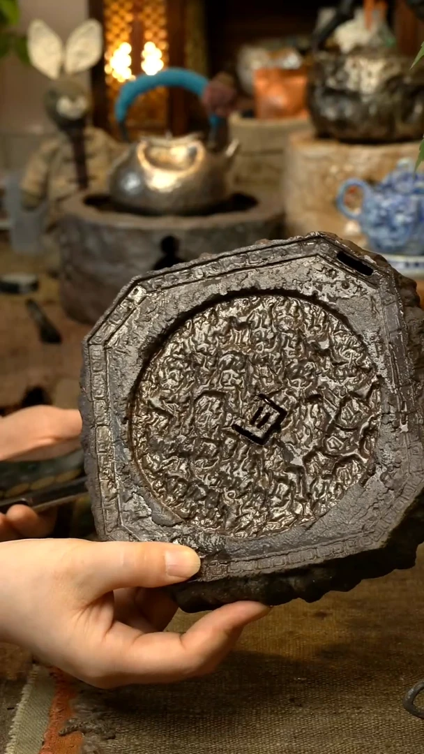 山*?原矿陶土手作柴烧双层壶承