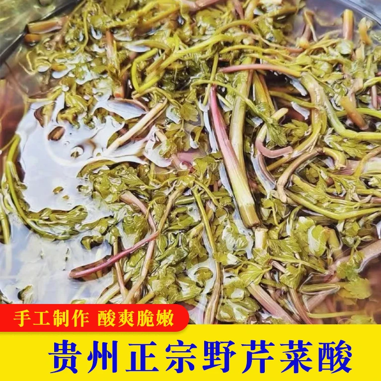 野芹菜酸菜贵州本地无盐酸菜农家自制手工腌菜爽口泡菜芹菜酸下饭