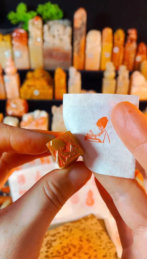 【闪购商品】巴林石印石手工篆刻《读书姑娘》1.5