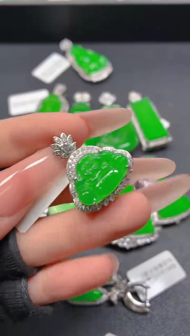 吊坠(不含链)银S925镶嵌翡翠1