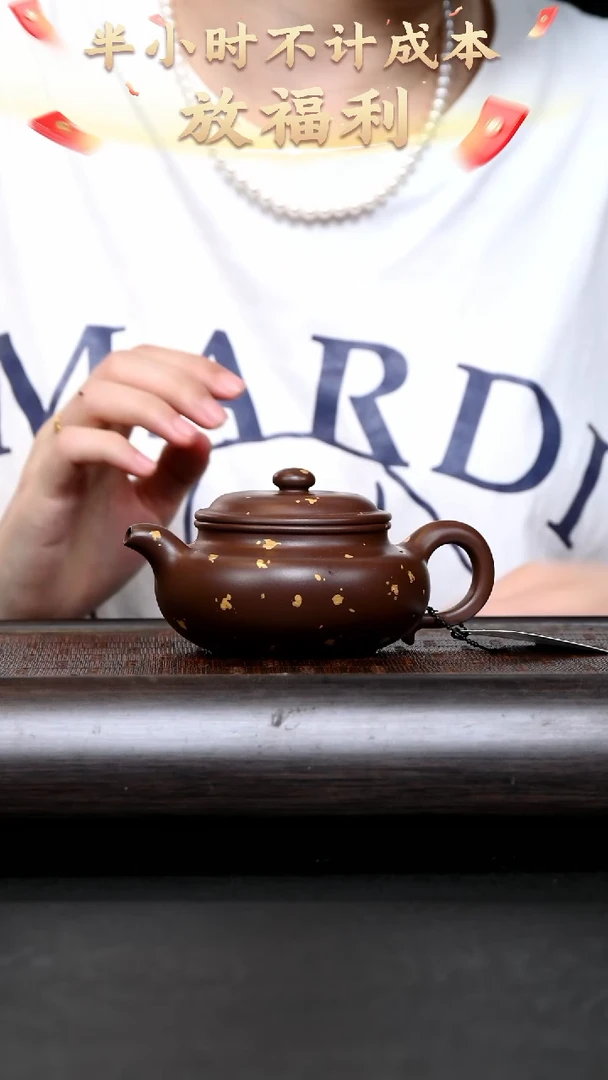 茶壶紫砂1755 顾军洒金仿古 紫泥