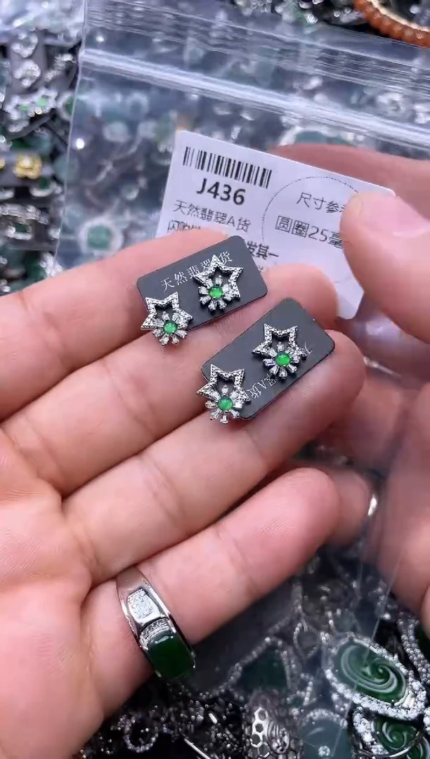 【闪购商品】翡翠颈饰未镶嵌J436耳钉 多样性发其一