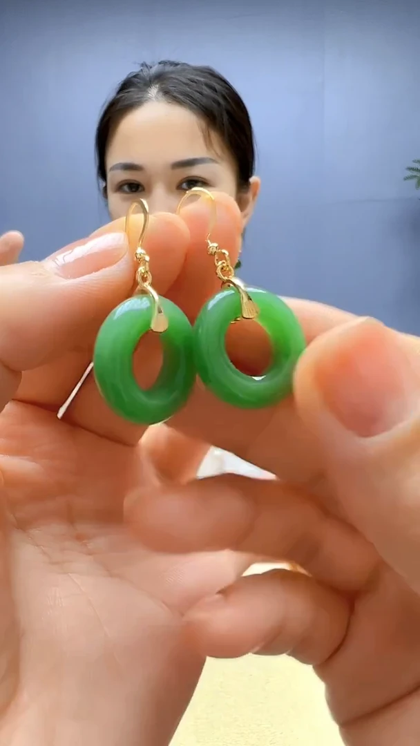 14K金镶嵌和田玉耳饰丹丹diy颈饰