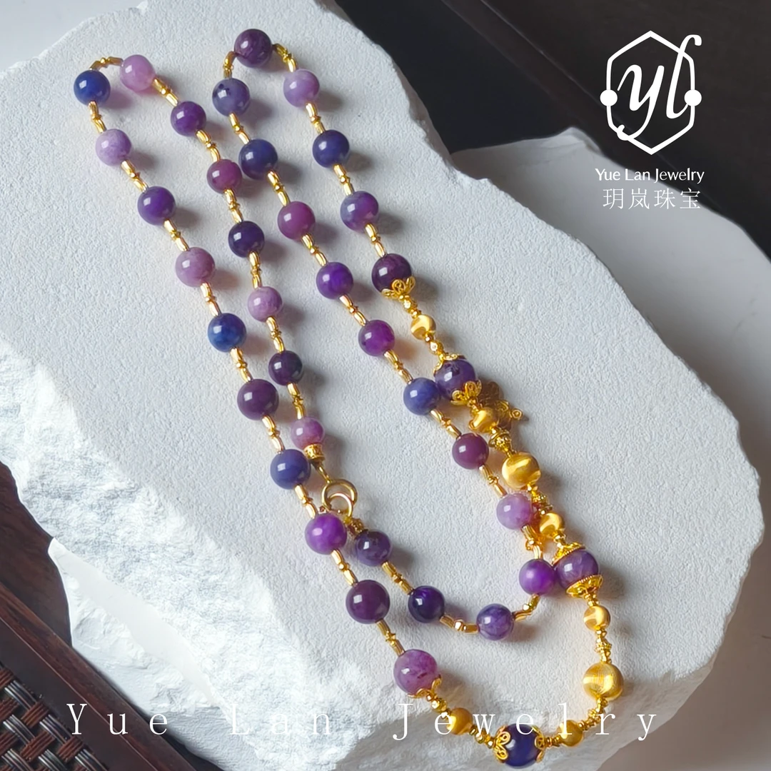 【玥岚舒俱来店】18k幻彩圆珠项链（多样性发）B1-379