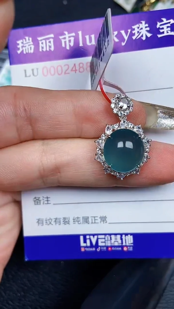 颈饰银S925镶嵌翡翠2488