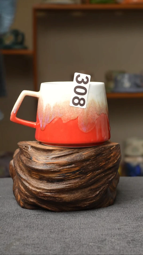 杯子308景德镇手创颜色釉杯（食品级）带冰裂纹