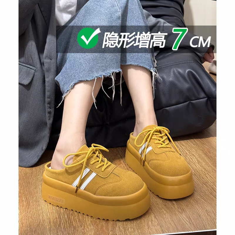 【小满家】7公分小个子2025新款小众百搭高级感隐形内增高女鞋复古