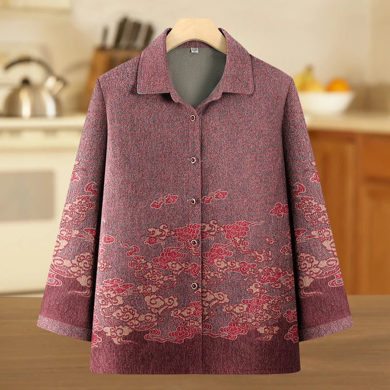 妈妈装奶奶装秋季新款洋气外套中老年宽松时尚衬衫妈妈春秋长袖