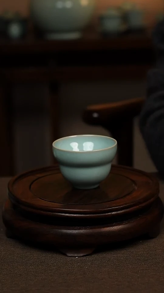 瓷片天青色葫芦杯80ml微瑕不带礼盒