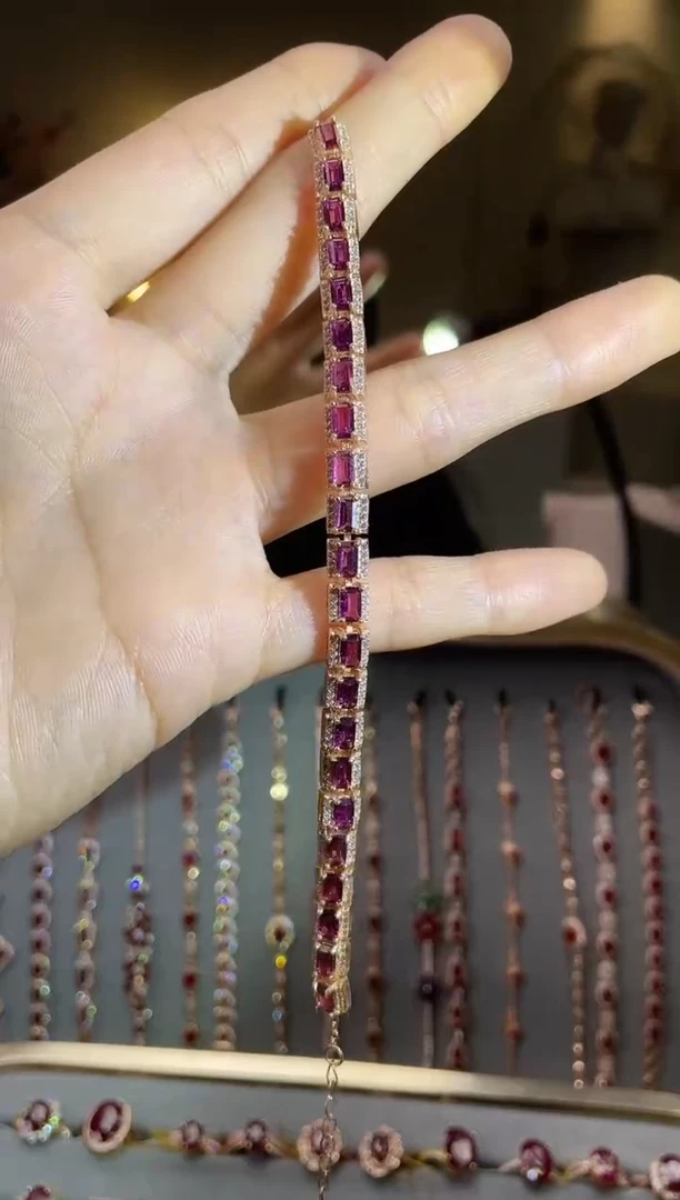 银S925镶嵌手链石榴石手链