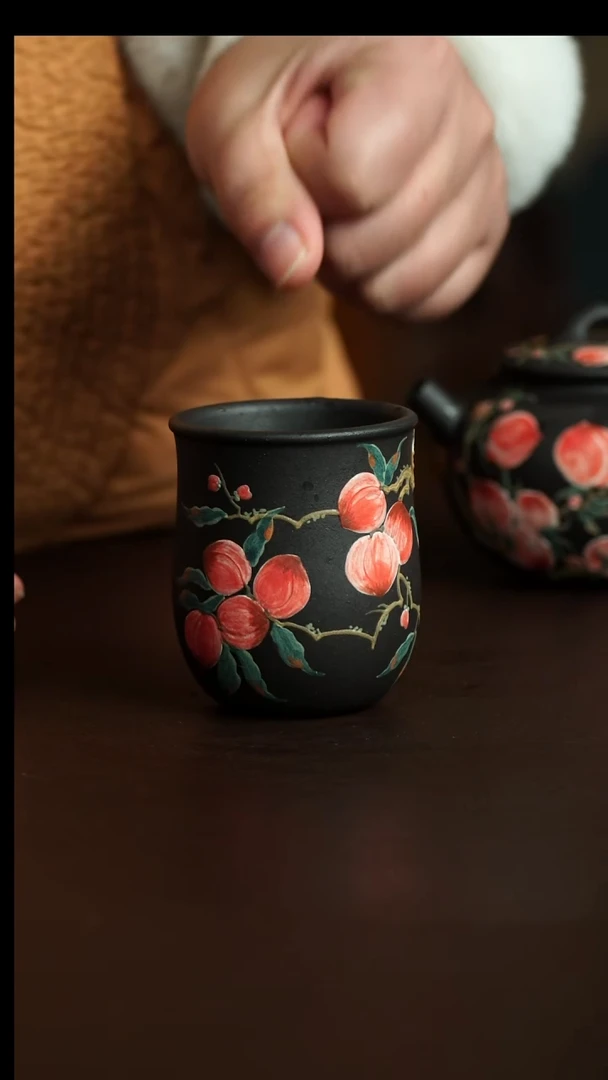 茶杯紫砂76号 桃子杯 宜兴紫砂原矿作品
